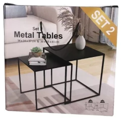 Mesas Ratona Nido X2 Hierro Negra - comprar online