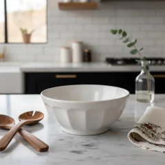 Bowl Mediano Facetado Ceramica Blanco - comprar online