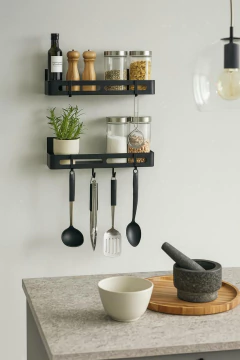 Imagen de Repisas Aluminio Multiuso X2 Para Pared Negro