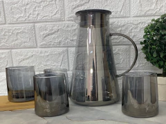 Imagen de Set Jarra De Vidrio Con Tapa + 4 Vasos Color