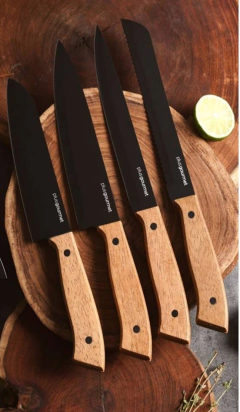 Set Cuchillos De Acero C/recubrimiento Ceramico Mango Madera en internet