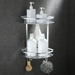Repisa Organizador Esquina Aluminio Doble Baño Ducha - comprar online