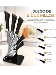 Set Cuchillos Acero Inox. Juego Cuchillos C/soporte Acrilico en internet