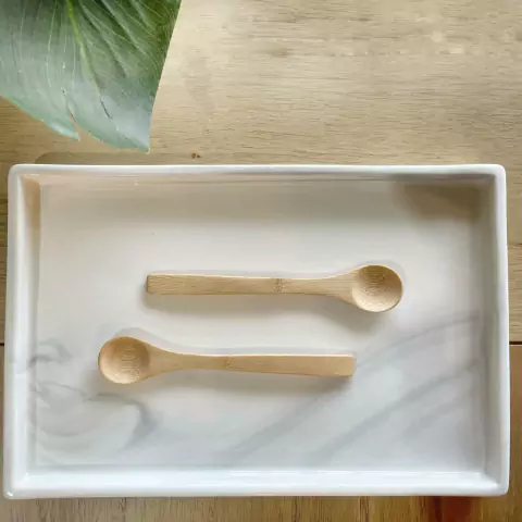 CUCHARITA DE MADERA DE BAMBOO . MEDIDA: 0,16CM