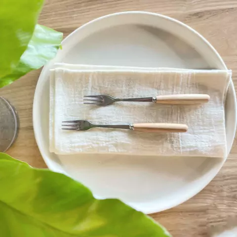 TENEDOR COPETINERO DE ACERO CON MANGO MADERA . MEDIDA: 0,16CM