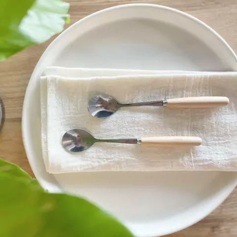 CUCHARA DE ACERO MANGO DE MADERA (X UNIDAD)