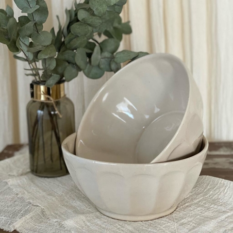 ENSALADERA FACETADA BEIGE GRANDE