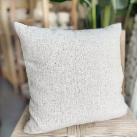 ALMOHADON DE LINO 35X35CM BEIGE GASPEADO GRIS