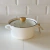 CACEROLA ENLOZADA BLANCA CON TAPA DE VIDRIO Y MADERA 22 CM
