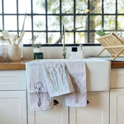 PAÑO TELA ESTAMPADO FLORES VERDE