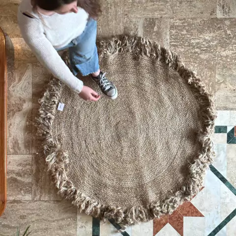 ALFOMBRA DE YUTE C/ FLECOS 120 CM