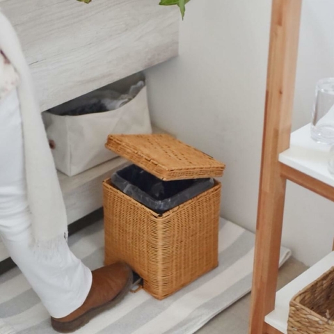 CESTO C/PEDAL CUAD RATTAN 6 LTS