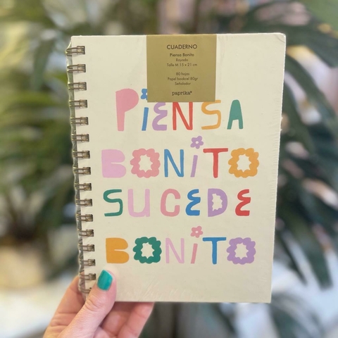 CUADERNO A5 TAPA DURA PIENSA BONITO RAYADO