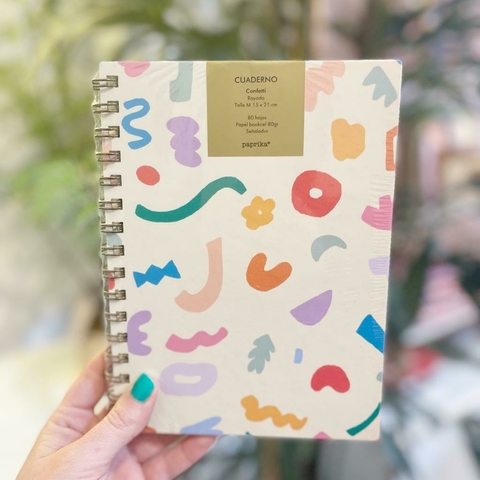 CUADERNO A5 TAPA DURA CONFETTI 2022 RAYADO