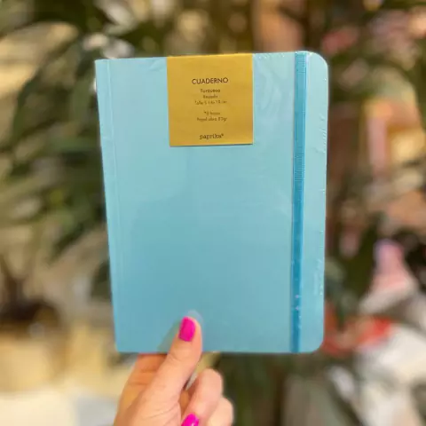 CUADERNO 14X19 TAPA BLANDA TURQUESA RAYADO