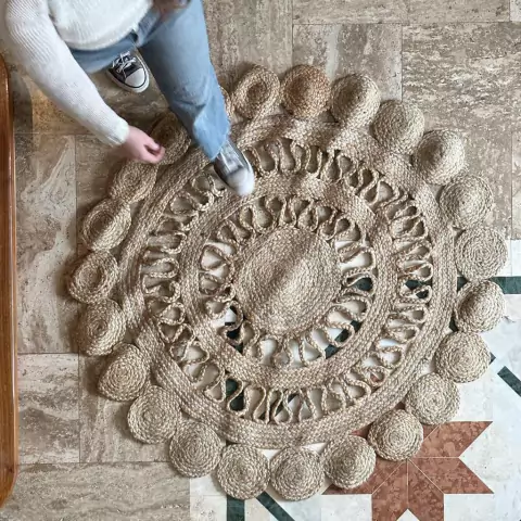 ALFOMBRA RED DE YUTE C/CIRCULOS 120 CM