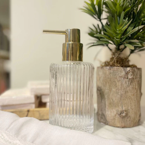 DISPENSER VIDRIO CILINDRICO ORO