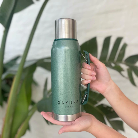 TERMO SAKURA CLASICO ACERO INOX VERDE 1L