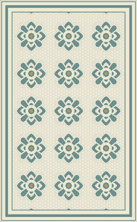 ALFOMBRA VINILICA BLANCA AZUL 60X98CM