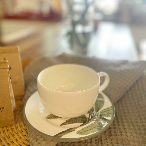 JUEGO DE TE TAZA Y PLATO C/ PALMERA SETX4