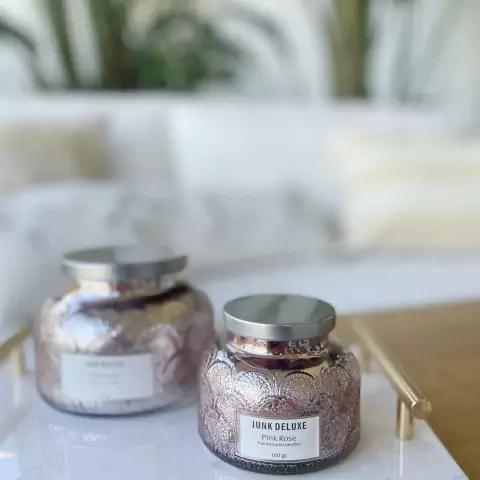 VELA SIN AROMA VIDRIO ROSA SMALL 9,4X8 H CM