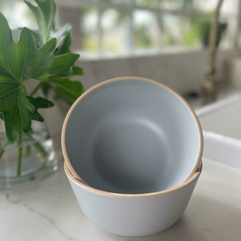 BOWL DE MELAMINA GRIS BORDE BEIGE 15X7H CM