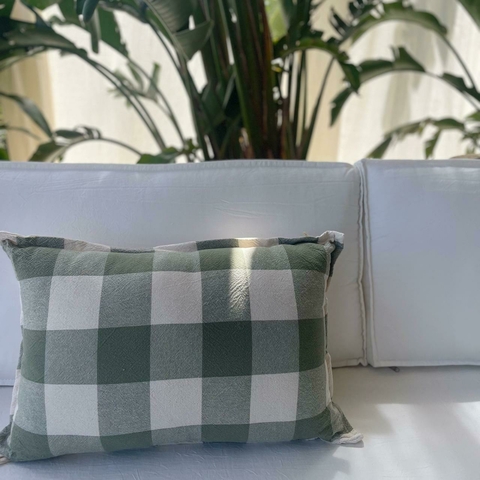 ALMOHADON COTTON CUADROS VERDE 60X40 CM