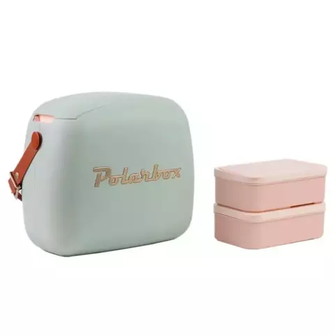 LUNCHERA TERMICA POLARBOX CON DOS TUPPER MATCHA C/CORREA MARRON