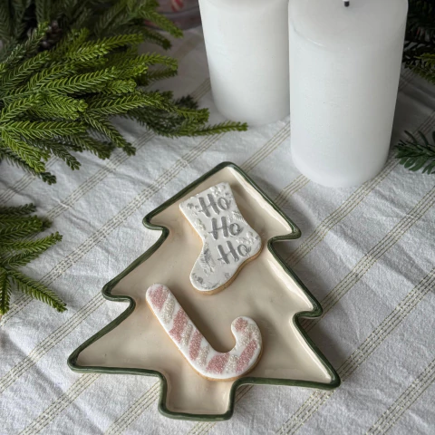 BANDEJA CERAMICA PINO NADIDEÑO BCO/VERDE 20 CM