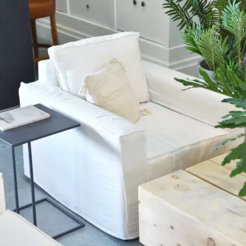 SILLON INDIVIDUAL CON FUNDA DE LINO BLANCO