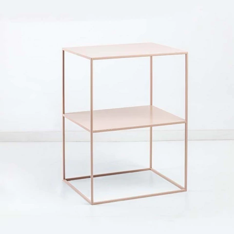 MESA DE LUZ CON DOS ESTANTES AMARILLO