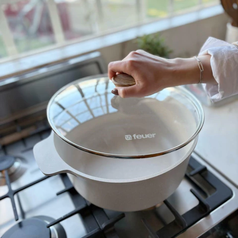 CACEROLA 28 CM GRANITO BEIGE C/TAPA