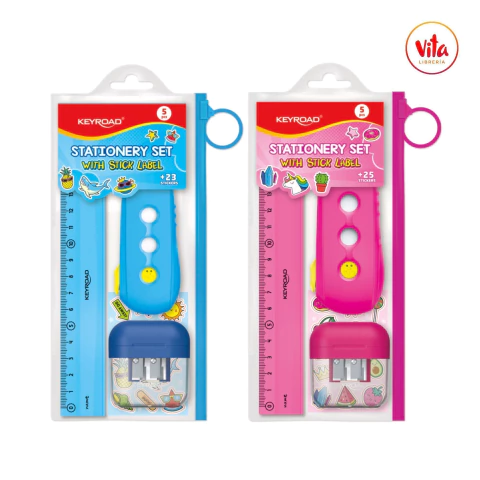 Kit regla 15cm + sacapunta + goma + stickers - comprar online