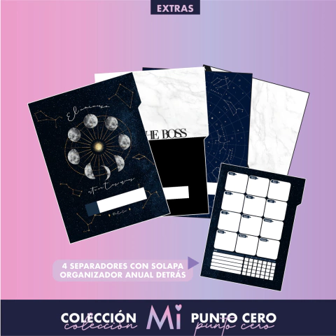 Separadores A5 con solapa para cuaderno Removible Punto Cero - El universo