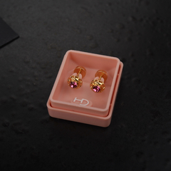 A034F Aro Abridor Strass Mediano con perno de oro 18k (Rosa)