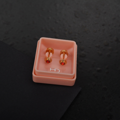 A034E Aro Abridor Strass Pequeño con perno de oro 18k (Rojo)