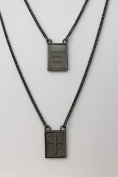 Escapulário Livrai-nos do Mal Ródio Negro - comprar online