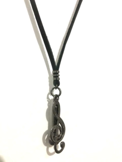 Colar Microfone + Nota Musical Couro - comprar online