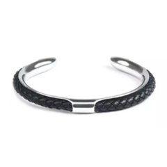 Bracelete Ito Couro e Aço