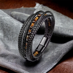 Pulseira David Olho de Tigre Preta - DOM ACCESSORI