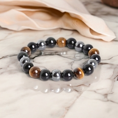 Pulseira Equilibrio - Olho de Tigre,Hematita e Onix na internet
