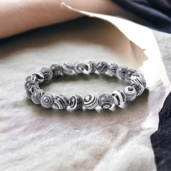Pulseira Malaquita Branca e Preta - comprar online