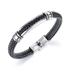 Pulseira Pedro Aço e Couro Premium
