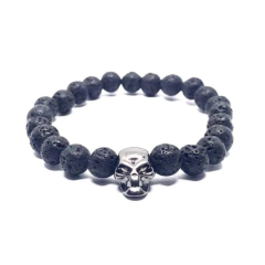 Pulseira Pedra Vulcânica Skull na internet