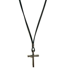 Colar Cruz Simples Couro