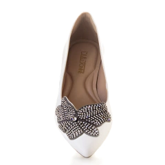 Sapatilha de Noiva Confortável Branca com Aplicação Íris - Due Donne Calçados