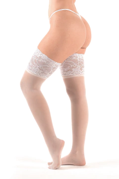 MEDIAS LYCRA CON PUNTILLA ANCHA XL BLANCO - comprar online