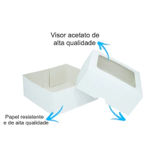 Caixa Branca 10x10x4,5 com visor - 40 Unidades - Salvo Embalagens