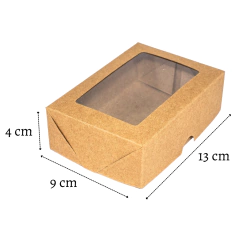 Caixa Kraft 13x9x4 com visor - 20 Unidades - Salvo Embalagens