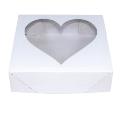 Caixa Visor de Coração 15x15x4 Branca - 60 Unidades - Salvo Embalagens